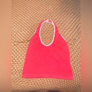 One Step Up Red Crop Halter Top